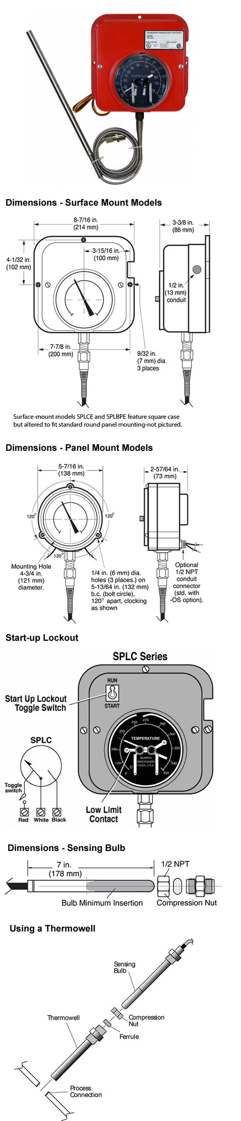 Industrial Mechanical Temperature Gauges SPL Series